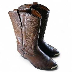 Vintage Red Wing 9801 Pecos Cowboy Boots Mens 7.5 EEE USA Made Metal Toe Caps